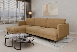 Ecksofa Designersofa HELMER Stoff Baloo Cappuccino Ottomane Links