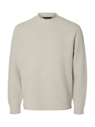 selected men - SLMDOMESTIC LS KNIT CREW NECK Silver Birch - Gr. - L