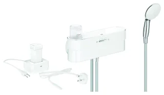 GROHE Starterset Dusche Purefoam 105074, mit Handbrause/Schlauch weiß/chrom, 1050740000 1050740000