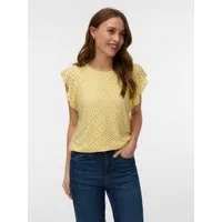 Vero Moda Rundhalsshirt VMTASSA SL FRILL TOP NOOS Materialmix, loose fit