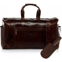 SID & VAIN Umhängetasche Leder Weekender Unisex BRISTOL, Echtleder Reisegepäck für Damen & Herren, Sporttasche XL braun-cognac