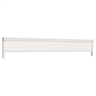 Außenrollo 350 cm breit, Kasten 105 x 105 mm, Verkehrsweiß RAL 9016, 3500 x 600 mm, Basic-Antrieb Tuch lichtdurchlässig, individuell konfigurieren