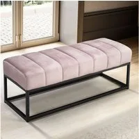 FINEBUY Bettbank FB60346 Sitzbank Polsterbank Samt 108 cm Flurbank Modern Bank (Samt Rosa 108x40x40 cm, Flur Polsterbank), Design Stoffbank Schlafzimmer, Garderobenbank