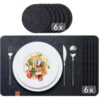 Loco Bird Platzset aus Filz, Tischset 12er Set Rechteckig, 44x32 cm Telleruntersetzer, (Tischset), abwischbare Tischuntersetzer Platzdeckchen