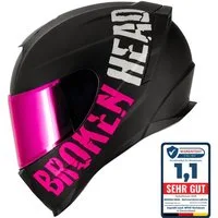 Broken Head Motorradhelm BeProud Sport Pink (mit pink-verspiegeltem und klarem Visier), zwei Visiere
