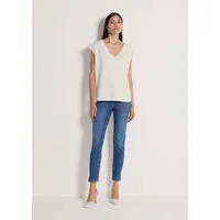 MADELEINE Kurzarmshirt Sommershirt mit Rippenbändern Basicshirt mit V-Ausschnitt, breiten Rippenbändern und Kurzarm