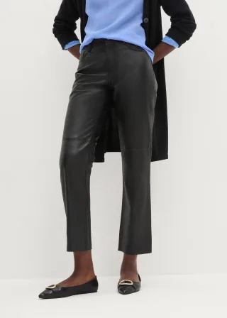 bonprix Lammnappa-Lederhose, schwarz, Gr.44, elegante Lederhose aus hochwertigem Lammnappa, mit Kniefutter, aus Nappaleder