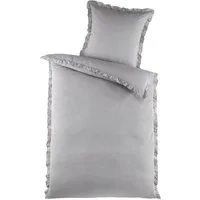 Holiday Heimtex Bettwäsche PURE ROMANTIC, L 135 x B 200 cm, Grau, Polyester, 1 teilig, mit Rüschen