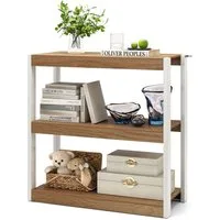 COSTWAY Bücherregal, Standregal 3 Ebenen, Holz, Leiterregal 90x39,5x90cm