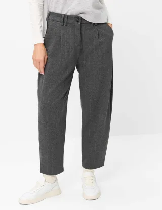 Brax Damen Bundfaltenhose Style MEGAN S SMOKE GREY, dunkelgrau, Gr. 48K