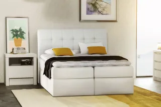 Boxspringbett Schlafzimmerbett TURIN Kunstleder Weiss 160x200 cm