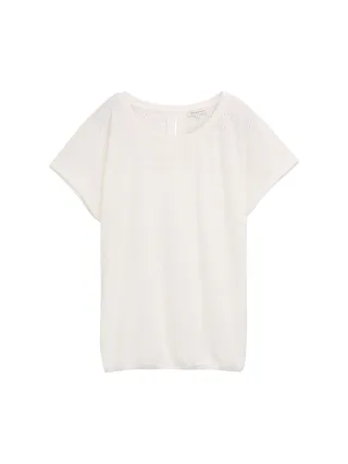 Tom Tailor - Loose Fit Ajour T-Shirt whisper white - Gr. - S