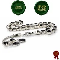 M-Punkt24 Kettenanhänger Tesbih Tespih Zamak-Legierung (Schwarz 8 x 11 mm, inkl. Etui), !!! SONDERPREIS WEGEN PRODUKT NEUHEIT !!!