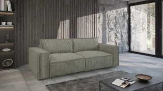 Sofa 3-Sitzer mit Schlaffunktion VAJANA Stoff Tilia Olivgrün