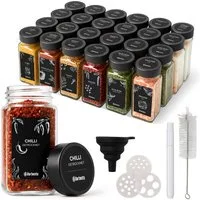 CLP Aufbewahrungsbox Gewürzgläser (Kombi Set), 24er Set je 120ml, mit Streueinsätzen und Etiketten