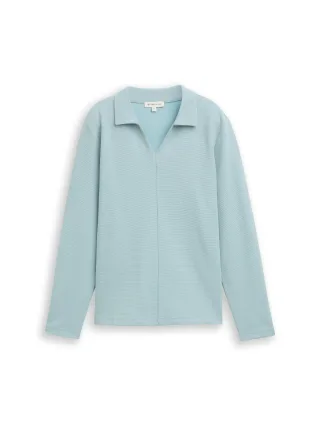 Tom Tailor - Langarmshirt mit Polokragen white moss - Gr. - XXL