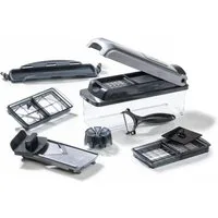 Genius Gemüseschneider Genius Nicer Dicer Plus (12 Teile) Gemüseschneider, Klingen aus extrem scharfem, gehärtetem Edelstahl in G-NOX-Qualität