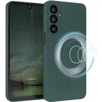 EAZY CASE Handyhülle für Samsung Galaxy A16 Hülle Silikon 6,7 Zoll, MagSafe Case Silikon kratzfestes Bumper Cover Qi-Charging Dunkelgrün