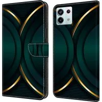 CLM-Tech Handytasche für Xiaomi Redmi Note 13 Pro 5G Hülle Tasche aus Kunstleder Klapphülle (goldener Rand Kontur, Handyhülle Wallet Flip Case Cover Etui), Schutzhülle mit Standfunktion, Kartenfächer, und Magnetverschluss