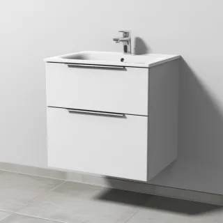 Sanipa 3way Waschtischunterbau zu Geberit Renova Plan Slim Waschtisch mit 2 Auszügen, Weiß-Soft UM68643