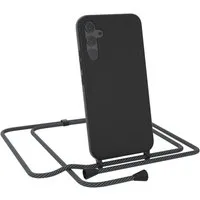 EAZY CASE Handykette Runde Silikon Kette für Samsung Galaxy A34 5G 6,6 Zoll, Smartphonekette Cross Bag Silikonhülle Umhängetasche Anthrazit Schwarz