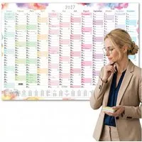 TOBJA Wandkalender Wandkalender 2027 A1 Aquarell Splash – Großer Jahresplaner, Wandkalender 60x84cm Wandplaner Jahreplaner Urlaubsplaner