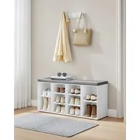 VASAGLE Schuhbank, Schuhregal, mit 10 Fächern, 104 x 30 x 48 cm