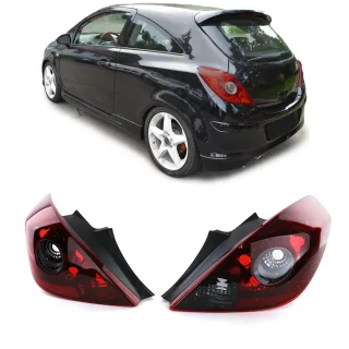Rückleuchten Heckleuchten Rot Schwarz (OPC Optik) für Opel Corsa D 3-Türer ab 2006-