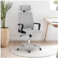 IDIMEX Drehstuhl HERRY, Ergonomischer Drehstühl mit Kopfstütze höhenverstellbar, grau