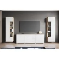 OTTO home Wohnwand KENIA, (Komplett-Set, 3-St), Vitrinen mit Eckverglasung, hängend und stehend montierbar