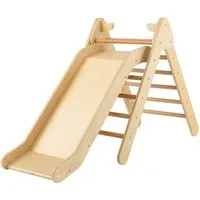 COSTWAY Klettergerüst Kletterdreieck, 2 in 1 Rutsche & Rampe
