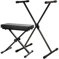 Classic Cantabile Keyboardständer Classic Cantabile Eco Set Deluxe Keyboardständer + Keyboardbank, (Deluxe Set, 2-tlg., inkl. Keyboardbank), 5-fach höhenverstellbar - Bequeme Sitzbank für E-Piano / Stagepiano