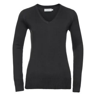 Russell Collection Damen/Damen V-Ausschnitt gestrickt Pullover Sweatshirt (Schwarz)