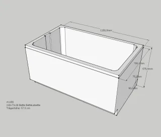 Neuesbad Wannenträger für Bette LaBette 118x73 SW10113