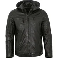 Jilani Lederjacke Caracas Jilani - Herren Lederjacke Kapuze Lammnappa schwarz