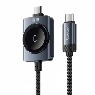 Toocki TX128C2 PD100W Type-C to Type-C Cable with Wireless Watch Charger PD Fast Charging Data Transmission Copper Core