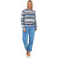 Normann Pyjama Damen Schlafanzug langarm im Norwegerlook aus Coralfleece