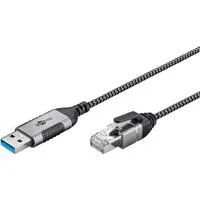 Ethernet-Adapterkabel USB-A 3.2 Gen1 > RJ-45, Slim schwarz/grau, 1 Meter