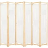 vidaXL Raumteiler 6-teiliger Raumteiler Cremeweiß 240 x 170 x 4 cm Stoff, 6-tlg.