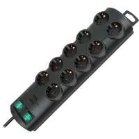 Primera-Line Steckdosenleiste 10-fach Duo schwarz, 2 Meter
