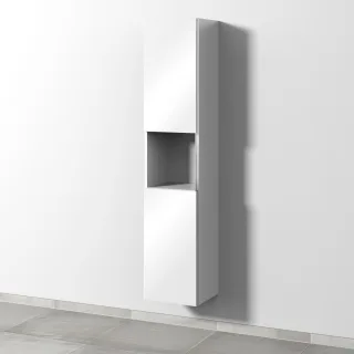 Sanipa 3way Hochschrank mit 2 Türen und 1 offenem Fach, Weiß-Glanz BS11478