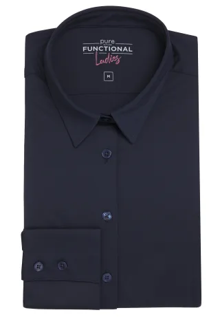 pure - PURE- Functional Bluse slim fit Langarm blau - Gr. - XS
