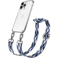 EAZY CASE Handykette Umhängeband für Apple iPhone 14 Pro Max 6,7 Zoll, Smartphone Case Mix Blau Handykette zum Umhängen