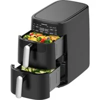 AIMAX Heißluftfritteuse 10L Dual-Korb Air Fryer mit Digitaldisplay, fettarmes Frittieren für Familien, 2700 W, 6 programme & Knusprige Ergebnisse mit wenig Öl, 360° Luftzirkulation