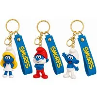 GOLDIA GMBH Schlüsselanhänger Gaming Überraschungsfigur Schlumpf mit Schlüsselband Roblox 1 Stück (Set, 1-tlg., Geschenk-Set), Lieferung erfolgt zufällig aus 3 verschiedenen Designs Schlümpfe