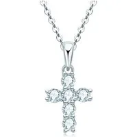 ROUGEMONT Kreuzkette Funkelnde Kreuzkette Damen Moissanit Halskette 925 Silber 18K Gold, Hypoallergen