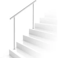 Clanmacy Treppengeländer Edelstahl Ø 42mm für Innen&Außen Treppenhaus 80 -160cm 0-5 Querstäbe, 80 cm Länge, mit 0 Pfosten, für Brüstung Balkon Garten