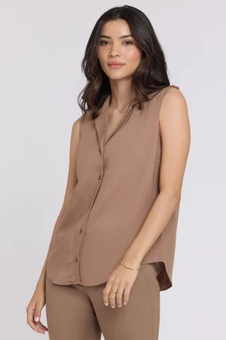 Gabrielle Ärmellose Leinenbluse