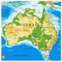 Posterlounge Wandbild Australien - Topographische Karte (Englisch), Editors Choice, erhältlich als Poster, Leinwandbild, Wandsticker oder Acrylglasbild