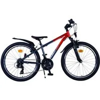 T&Y Trade Mountainbike 24 Zoll Kinder Jugend MTB Fahrrad Mountainbike Bike Rad XC Rot 22561, 21 Gang Shimano, Kettenschaltung, Federgabel, 21 Shimano Gang, Licht, Schutzbleche